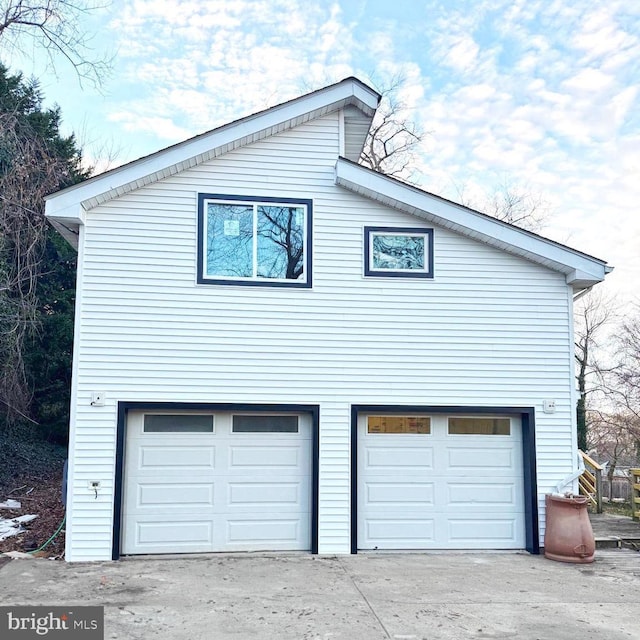 exterior space featuring a garage