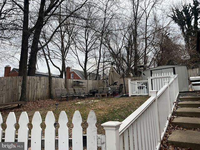 view of yard with a deck