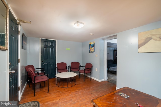 living area featuring wood-type flooring