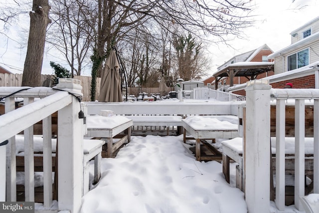 view of yard covered in snow