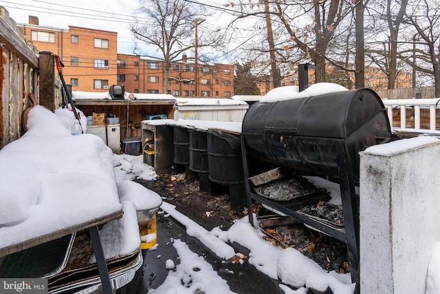 view of yard covered in snow