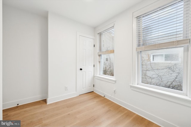 empty room featuring a healthy amount of sunlight and light wood-type flooring