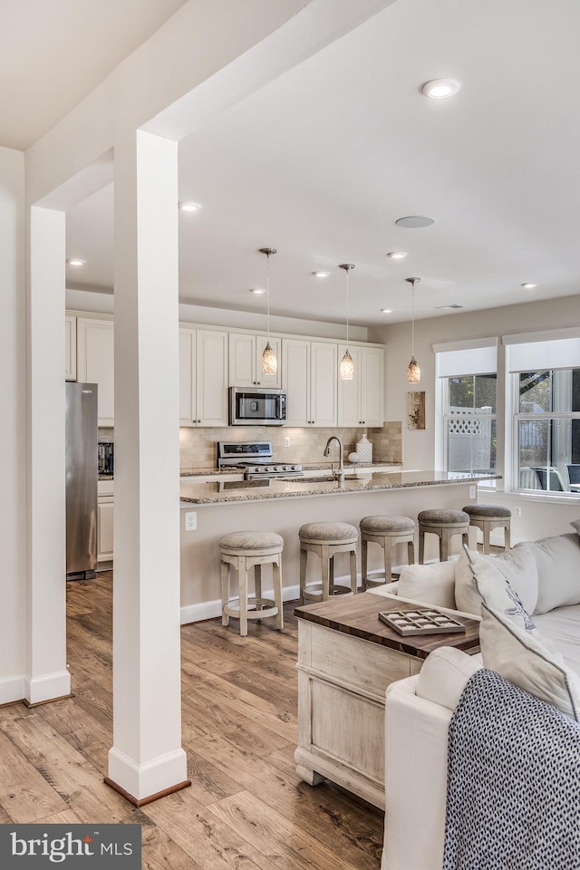 living room featuring light hardwood / wood-style floors