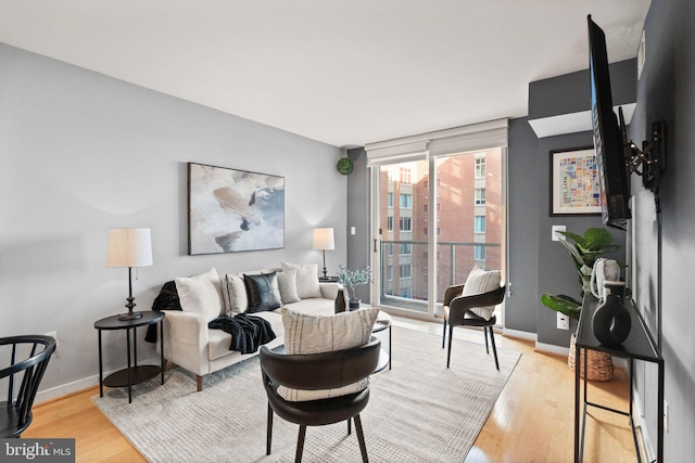 living room with light hardwood / wood-style floors