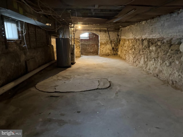 basement with water heater