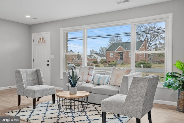 living room featuring light hardwood / wood-style floors