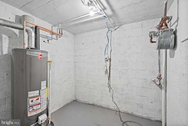 utility room with water heater