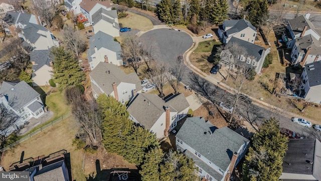 drone / aerial view with a residential view