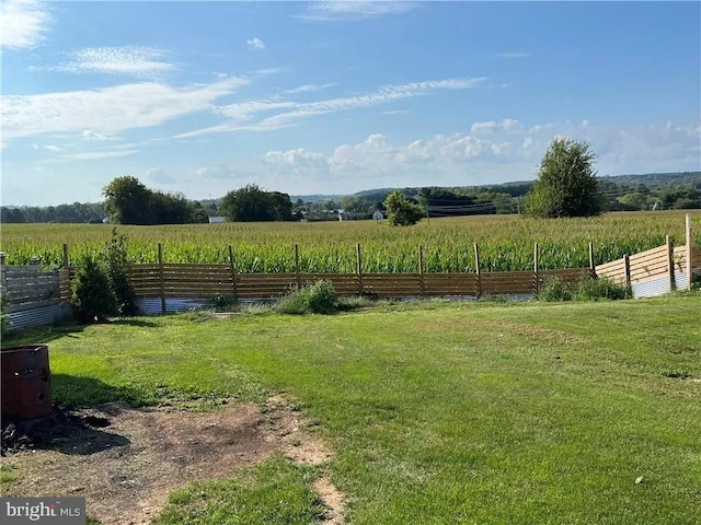 view of yard with a rural view