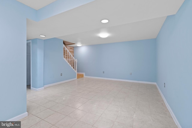 interior space featuring light tile patterned floors