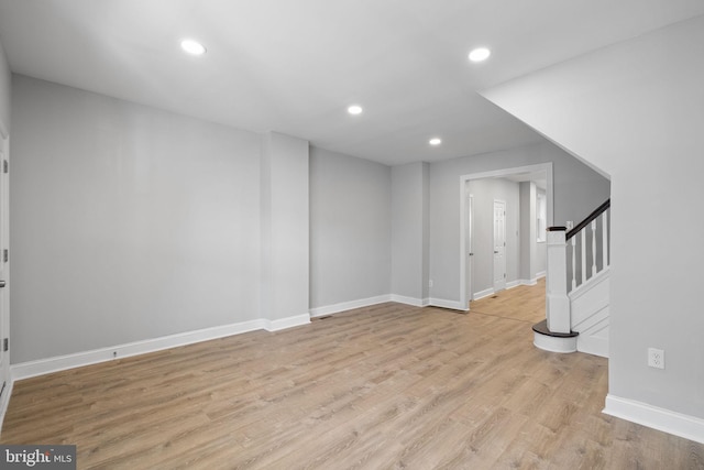 interior space with light hardwood / wood-style flooring