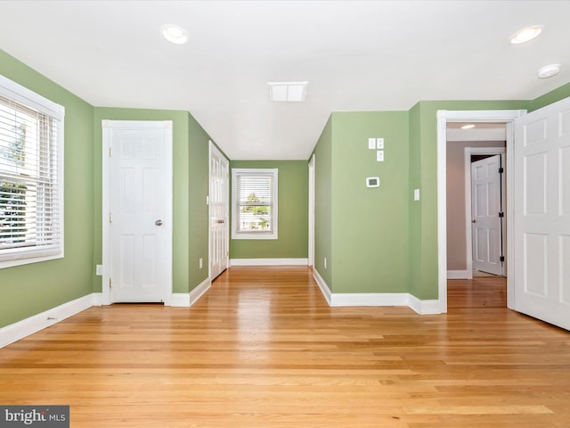 interior space with light hardwood / wood-style flooring