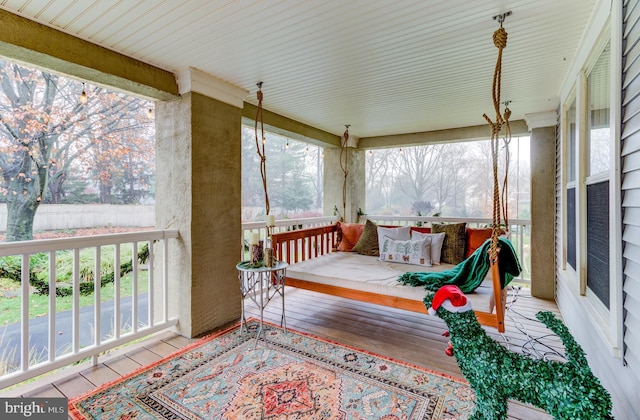 wooden terrace with covered porch