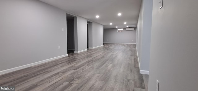 basement with light wood-type flooring