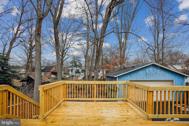 deck featuring a garage