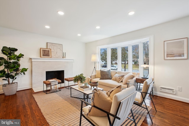 living room with hardwood / wood-style flooring