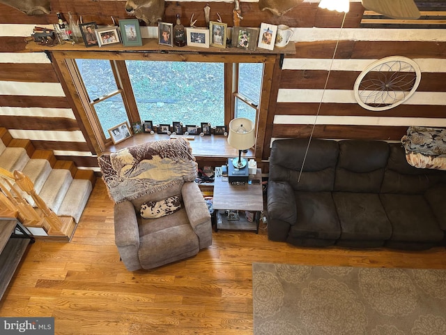 living room with hardwood / wood-style flooring