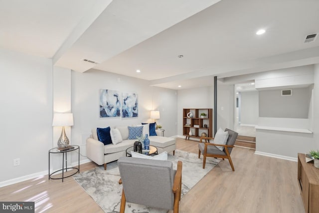 living room featuring light hardwood / wood-style floors