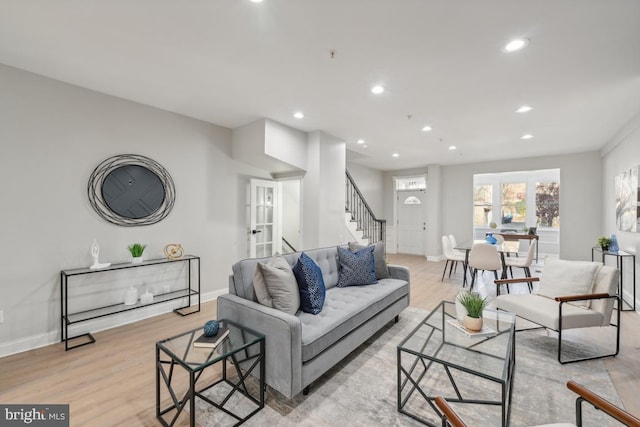 living room featuring light hardwood / wood-style floors