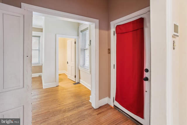 foyer entrance featuring light wood-type flooring