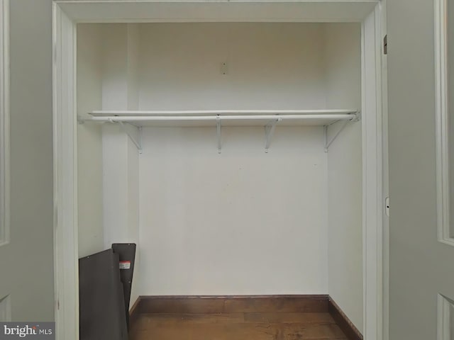 spacious closet with dark hardwood / wood-style flooring