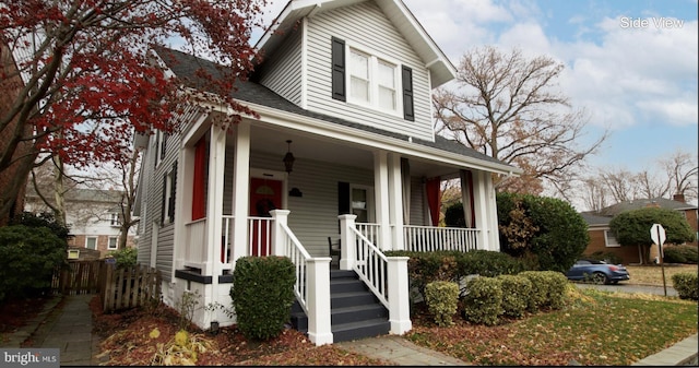 view of front of home featuring covered porch