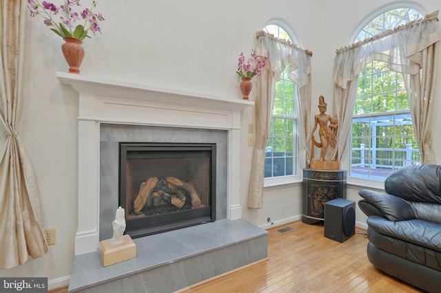 living room featuring light wood-type flooring