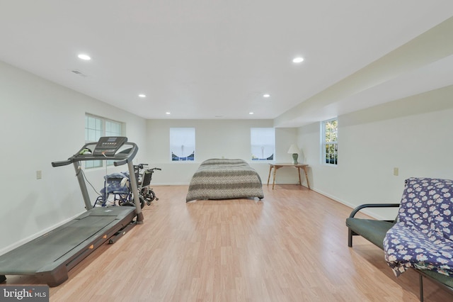 bedroom featuring light wood-type flooring