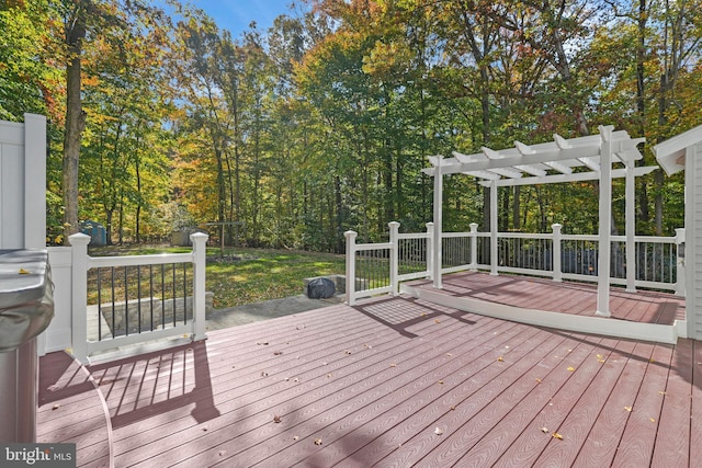 wooden terrace with a pergola