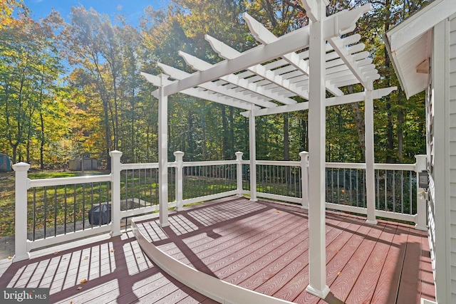 deck featuring a pergola