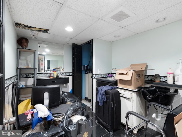 kitchen with a drop ceiling