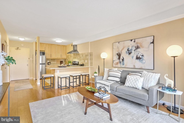 living room featuring light hardwood / wood-style flooring