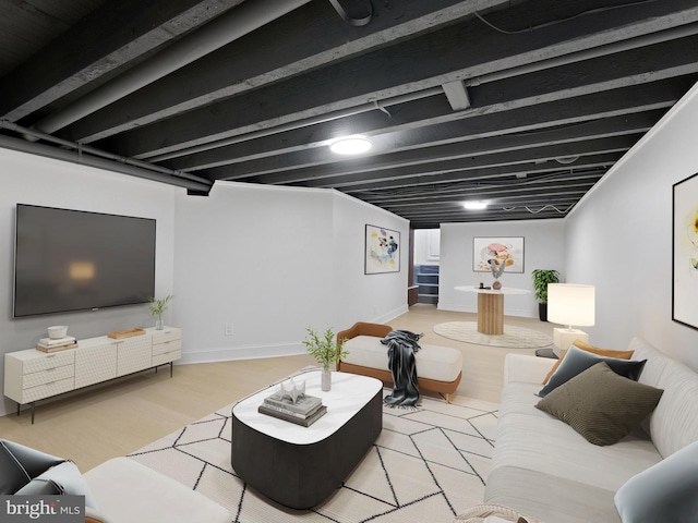 living room with light wood-type flooring