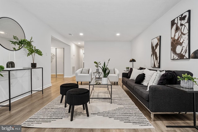 living room with hardwood / wood-style flooring