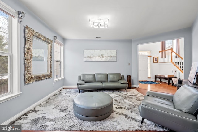 living room with wood-type flooring