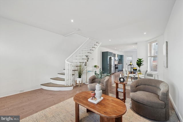 living room with light wood-type flooring