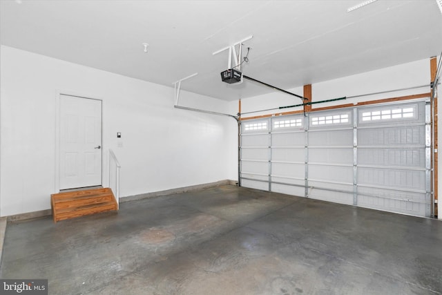 garage with a garage door opener