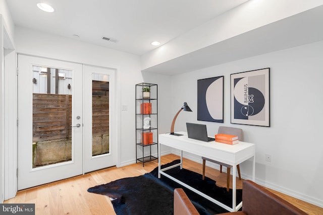 office area featuring hardwood / wood-style floors