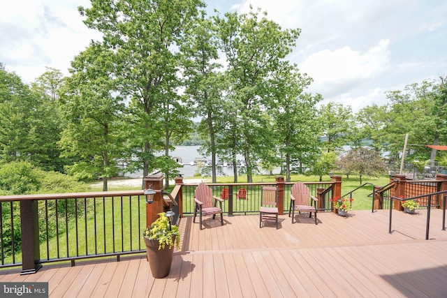 deck featuring a lawn