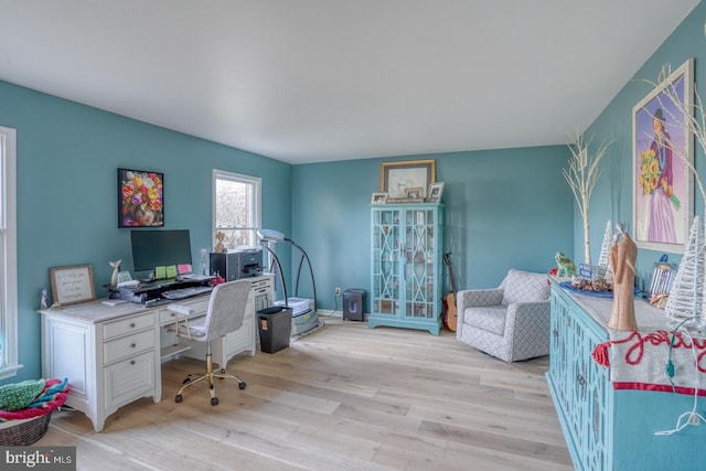 office featuring light wood-type flooring