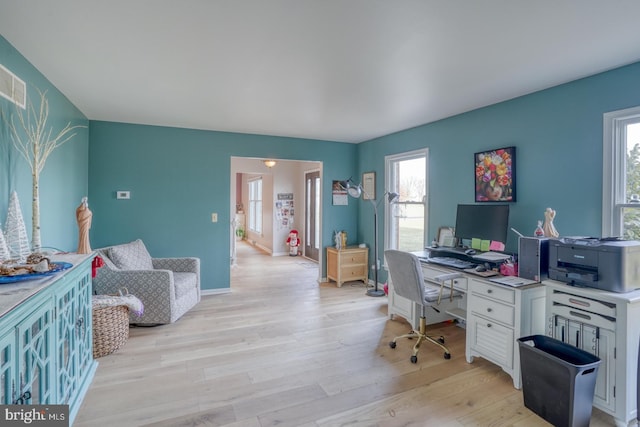 office featuring light hardwood / wood-style flooring