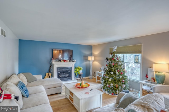 living room featuring light hardwood / wood-style floors