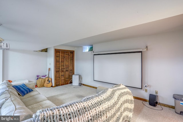 cinema room featuring carpet