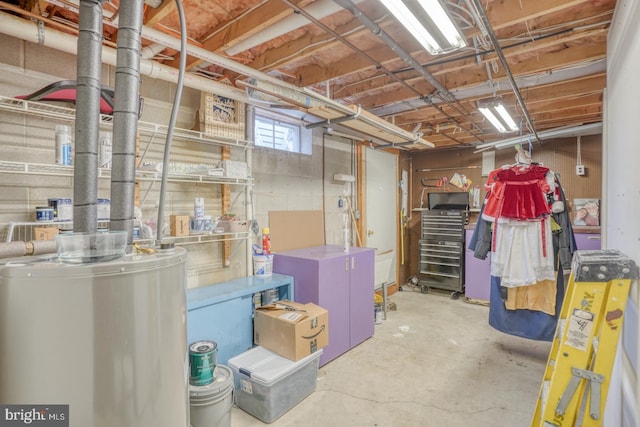 basement with water heater