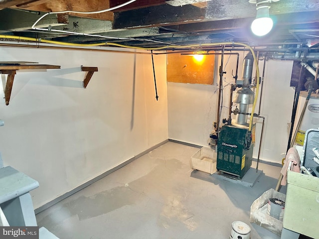 basement with gas water heater