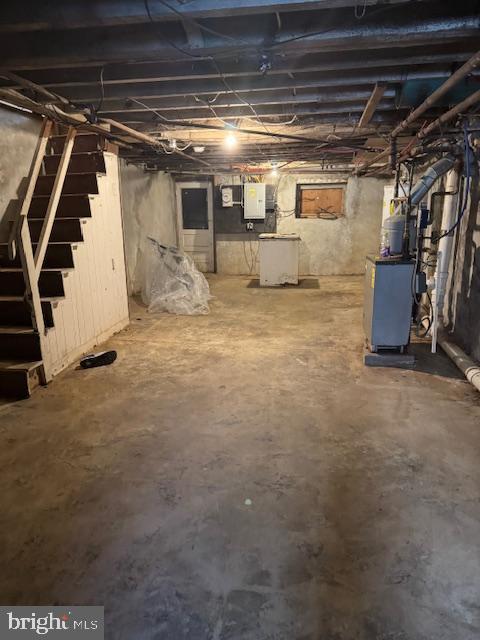 basement with electric panel