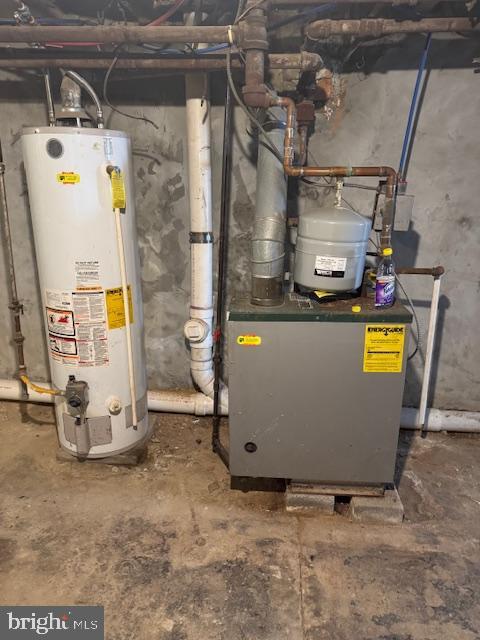 utility room featuring water heater