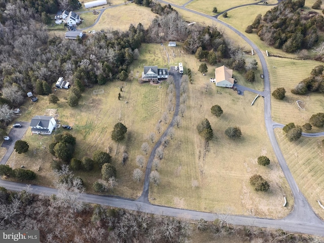 aerial view featuring a rural view