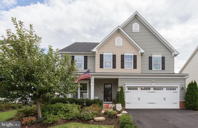 view of front of house with a garage