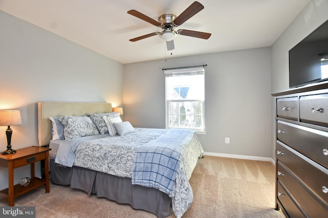 bedroom with carpet and ceiling fan